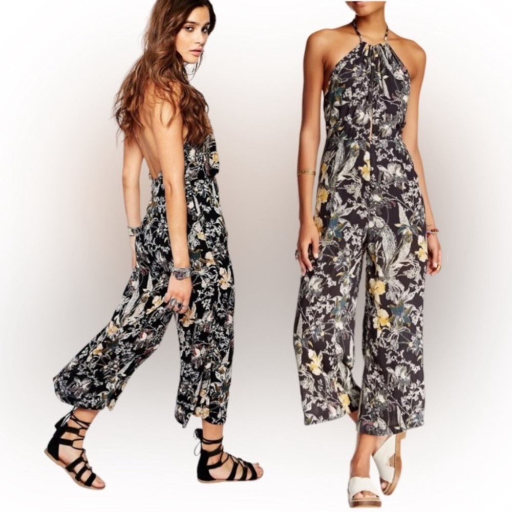 Free People Halter Floral Cropped Jumpsuit 2